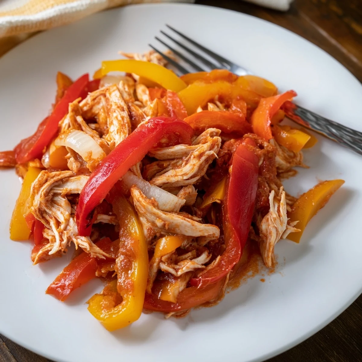 Easy slow cooker chicken fajitas served in flour tortillas with lime wedges and toppings
