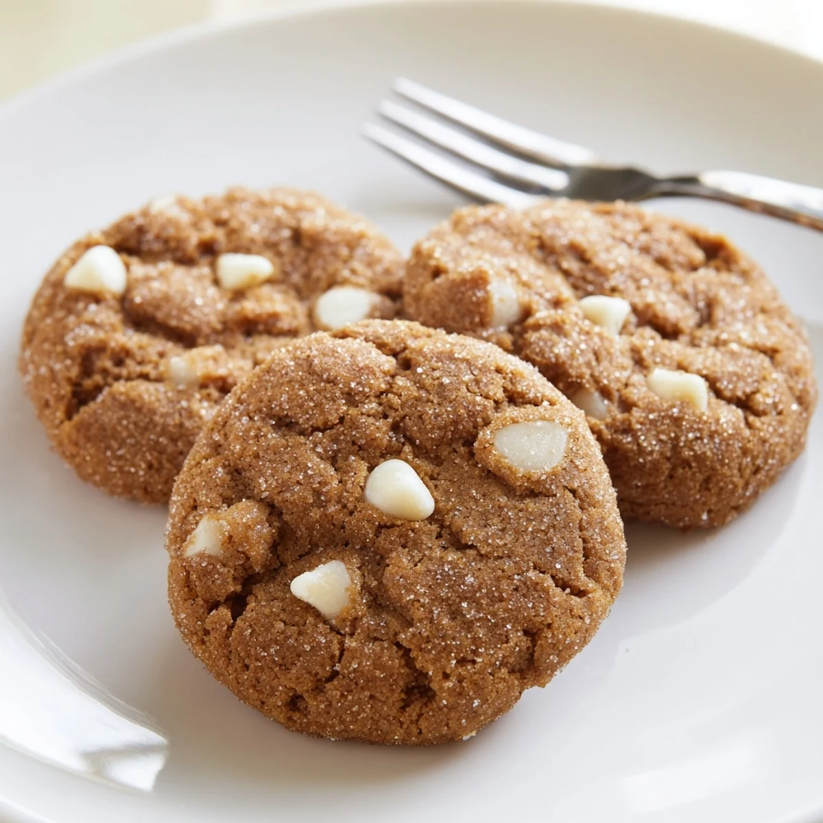 Freshly baked gingerbread white chocolate cookies with warm spices and melty white chocolate chunks