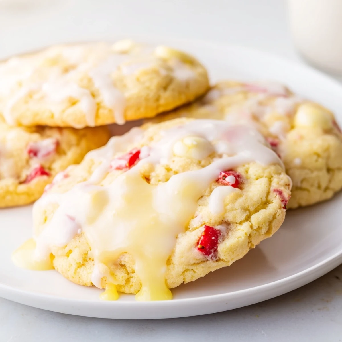 Chewy strawberry lemonade cookies studded with fresh berries and white chocolate chips