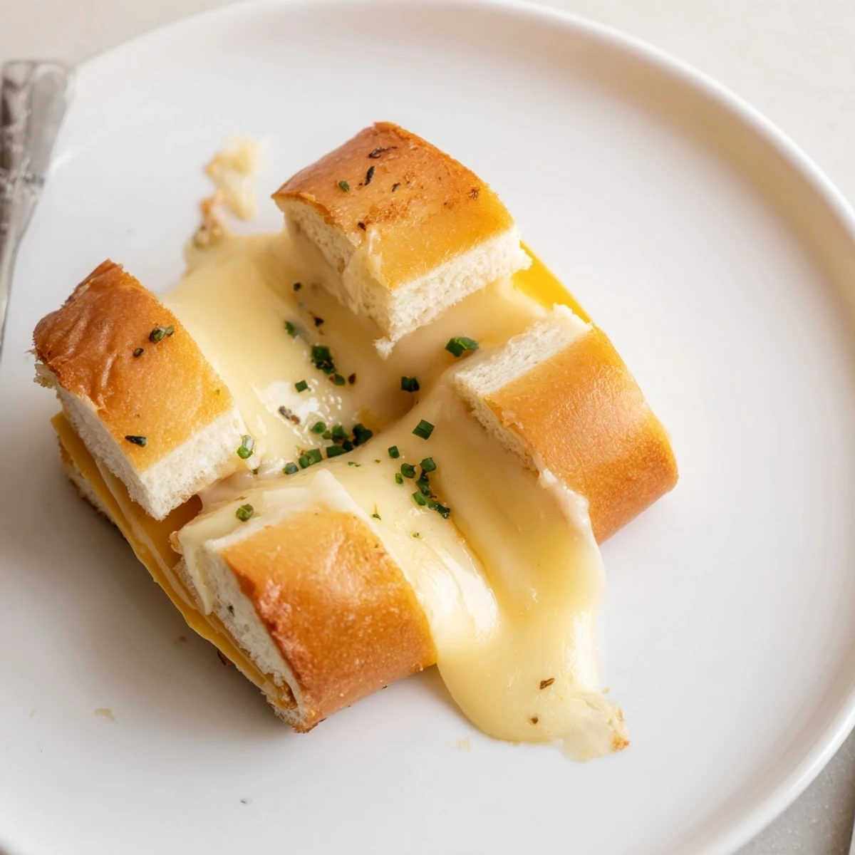 Mini Grilled Cheese Hawaiian Rolls, golden crust and gooey cheddar oozing, pulled apart