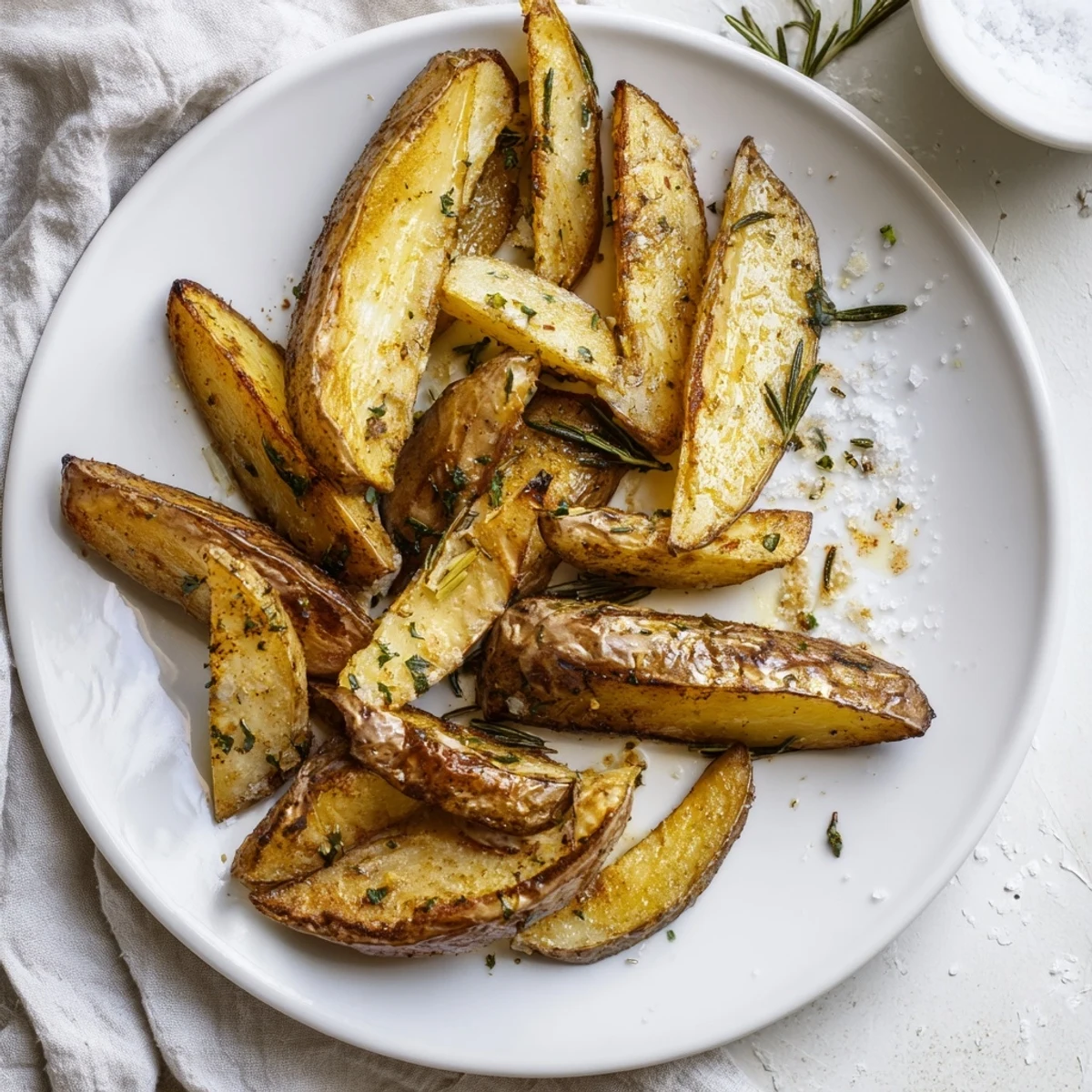 Crispy-skinned Potato Wedges with parsley sprinkle, ideal for ketchup dipping.