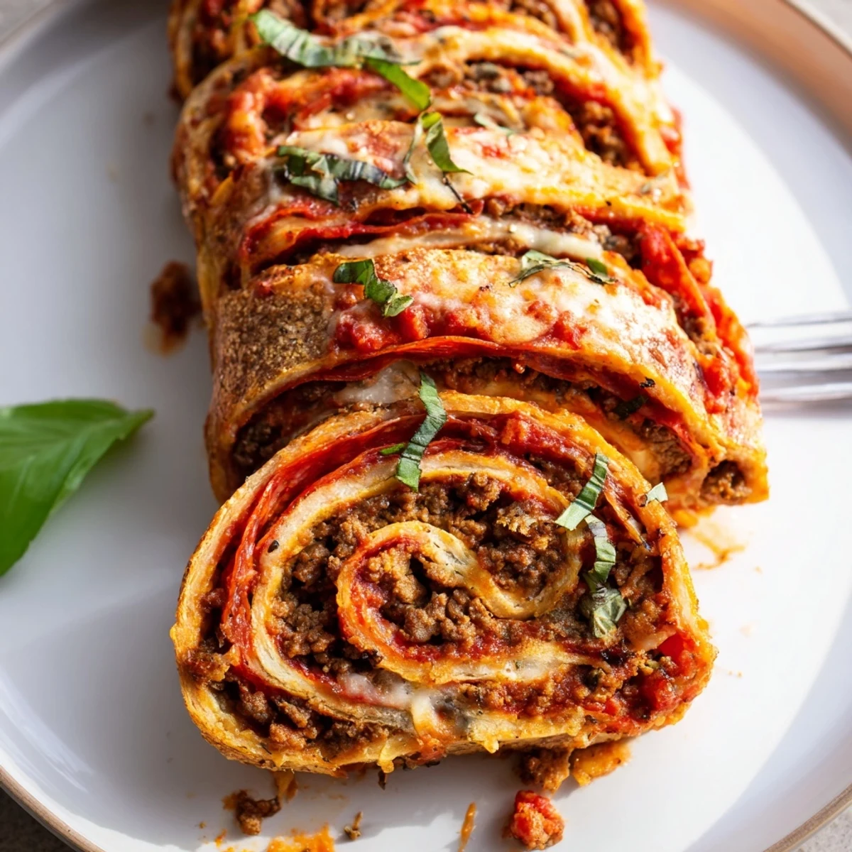 Oven-baked Cheesy Beef Pepperoni Pizza Roll Ups Snack Recipe with crispy edges