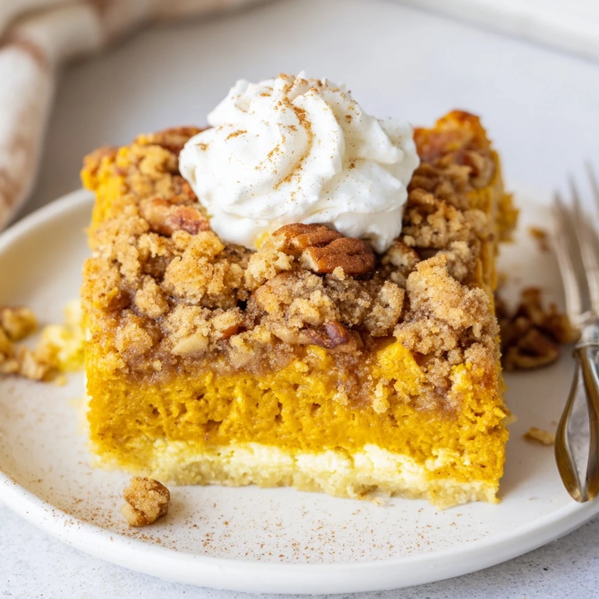 Homestyle Pumpkin Dump Cake cooling in pan, moist spiced layers visible