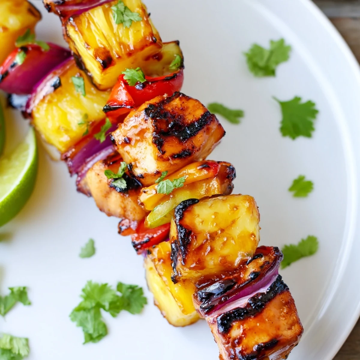 Grilled Pineapple Chicken Kabobs with caramelized edges, juicy chicken and charred pineapple