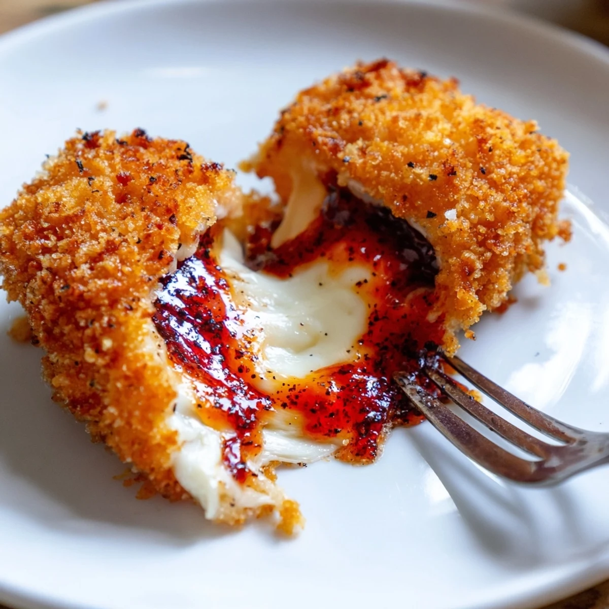 Plate of Irresistible Crispy Mozzarella Poppers With Maple Glaze, drizzled warm