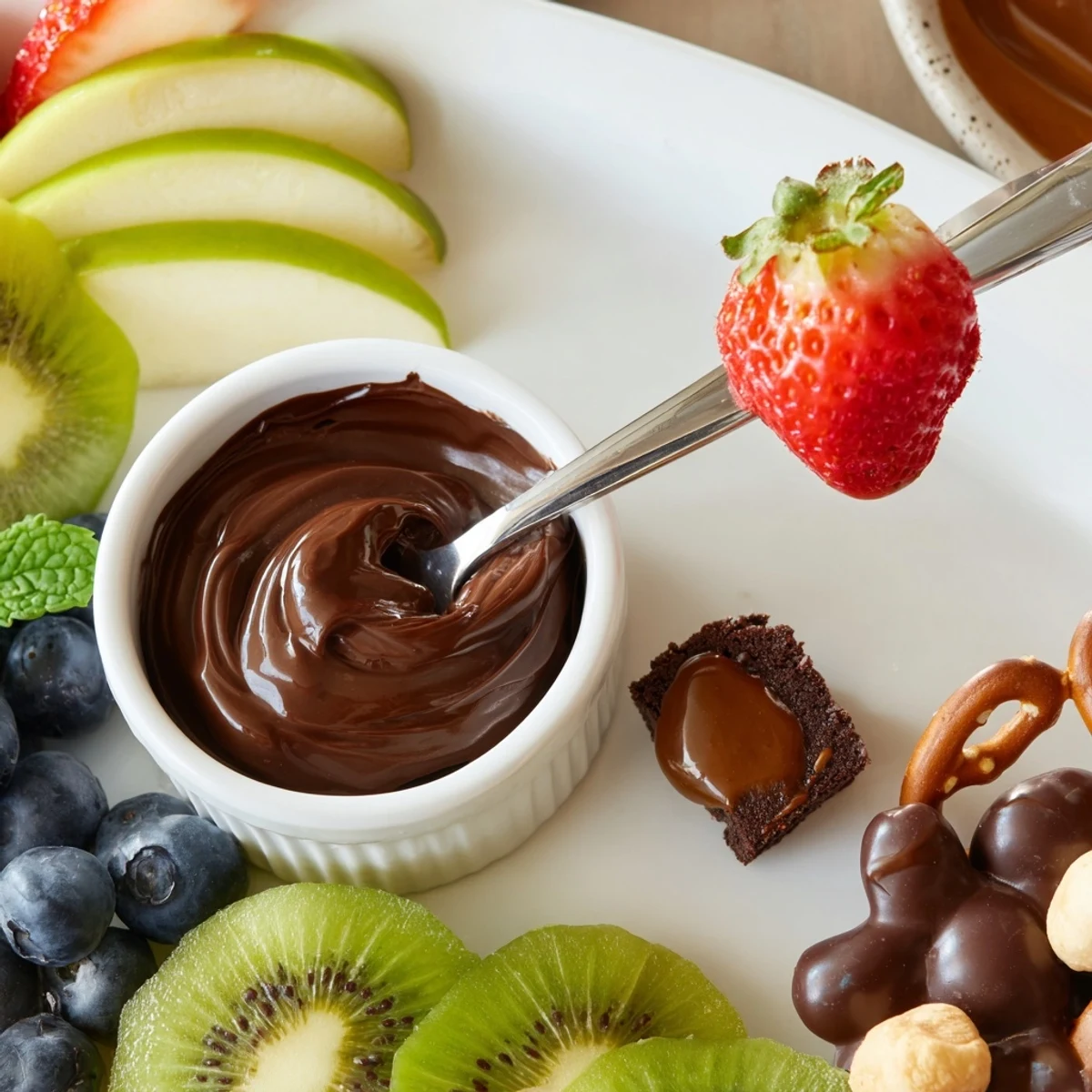 A rustic Dessert Charcuterie Board arranged for sharing, sweet bites and fruit