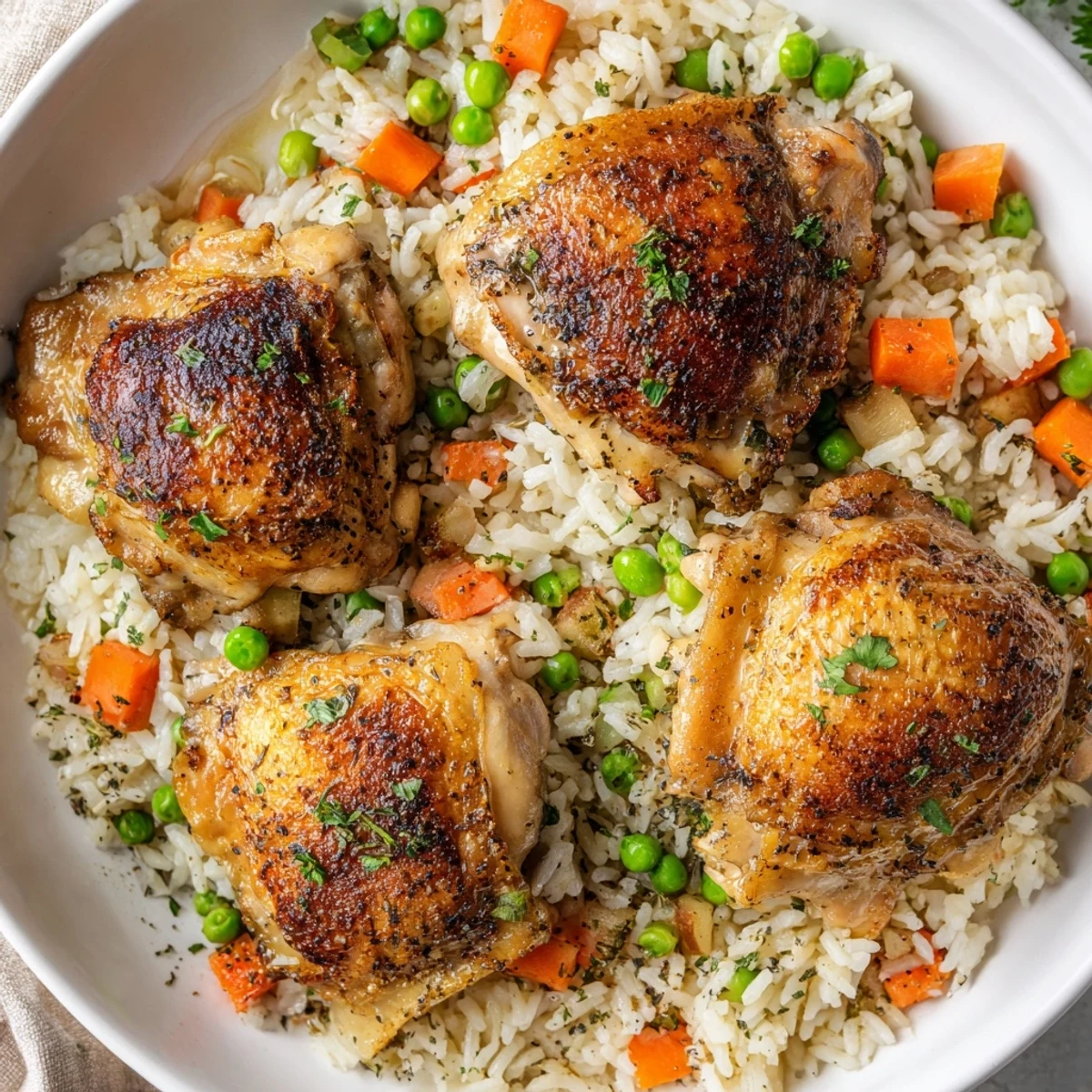 Slow Cooker Lemon Herb Chicken And Rice steaming, lemony aroma and fluffy rice