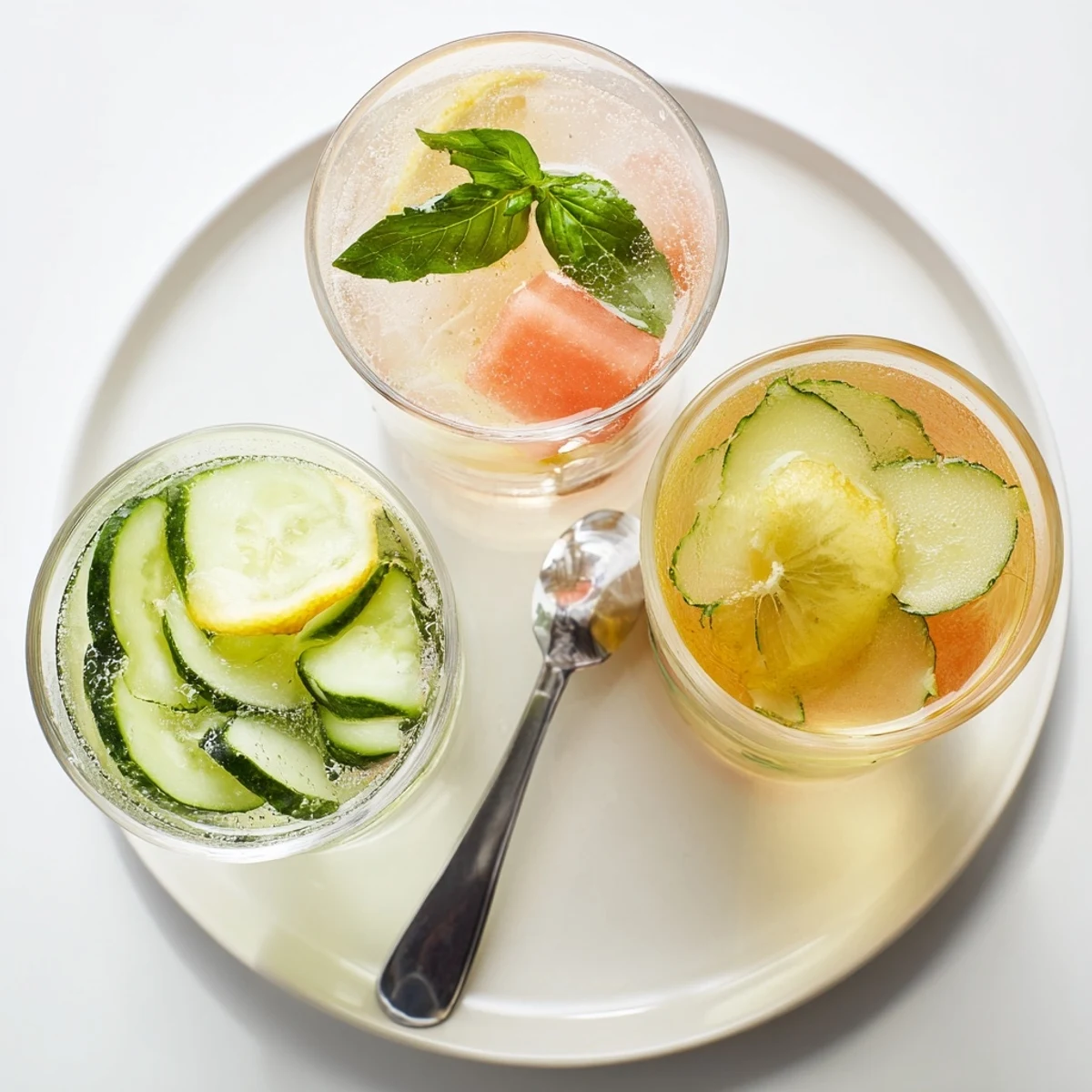 Refreshing Summer Detox Drinks poured over ice, vibrant watermelon basil notes