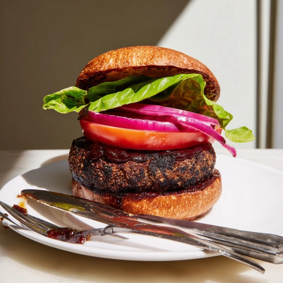 Juicy coffee rub burgers with smoky BBQ sauce fresh off a sizzling grill
