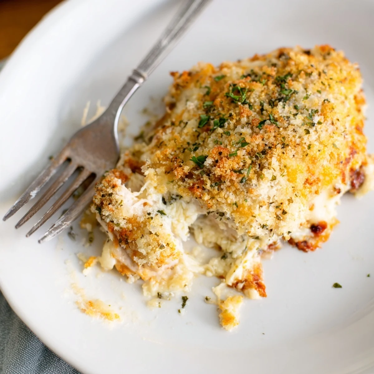 Golden baked chicken breasts smothered in creamy ricotta and bubbling mozzarella cheese