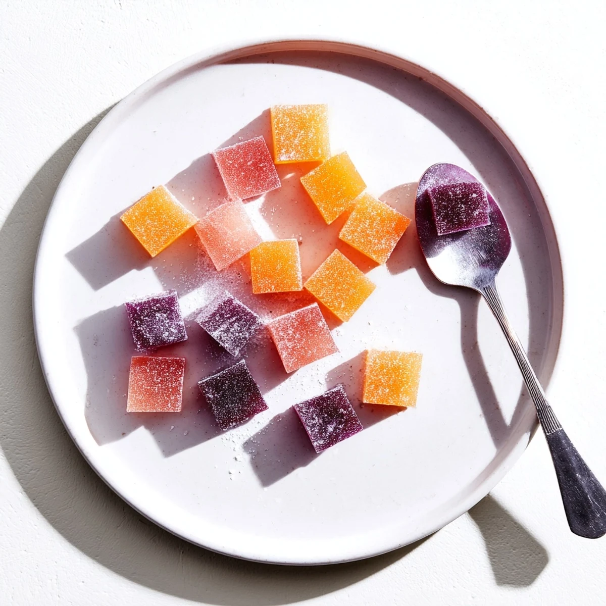 Sparkling jewel-toned collagen fruit jellies nestled in silicone molds ready to chill