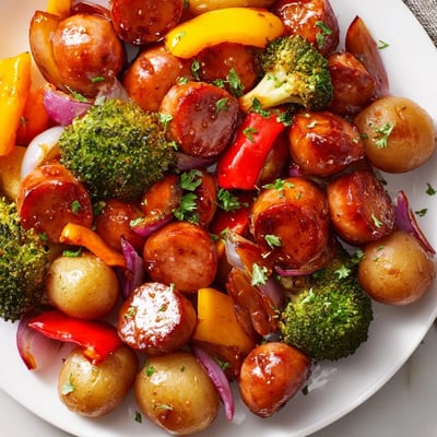 One Pan Honey Garlic Kielbasa Veggies