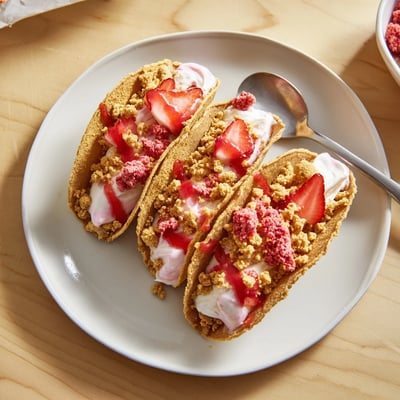 Strawberry Crunch Cheesecake Tacos
